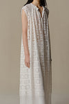 INTO THE EAST 25 Autumn/Winter Water-soluble Floral Round Neck Drawstring Dress ITE-E1DGSS030WT20DS-BAI White